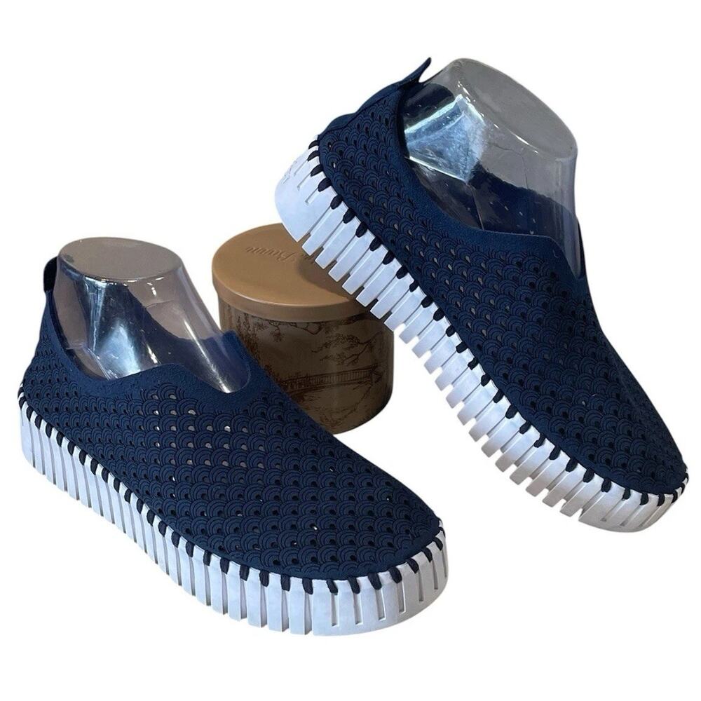 Ilse Jacobsen Women’s Blue Hornbak Slip On Platform Shoes Sneakers 38/ 7.5-8 US